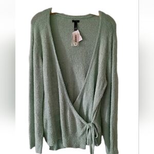 Soma Olive Green Wrap Cardigan with Side Tie